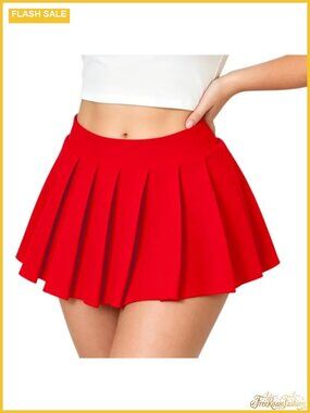 Women's Pleated Mini Skirt Y2K A-Line Micro Skirt Polyester Spandex